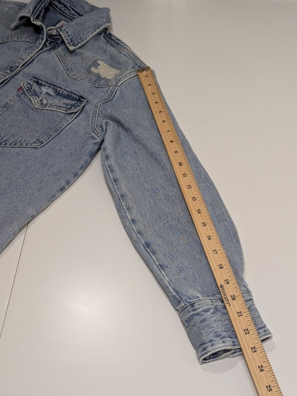 Levi's Western Distressed Denim Button Up Shirt - Picture 7 of 12